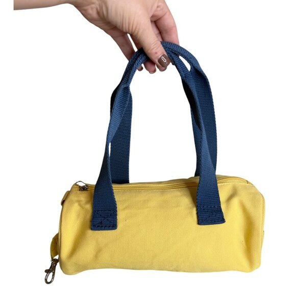 Y2K Mini Yellow Canvas Duffle Shoulder Bag 10" - Picture 1 of 7